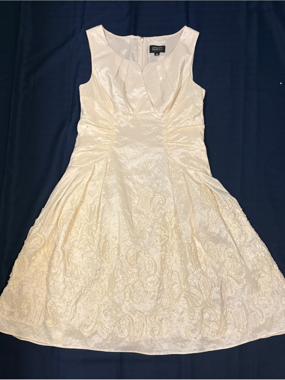 Adrianna Papell Ivory Textured Fit-and-Flare Dress